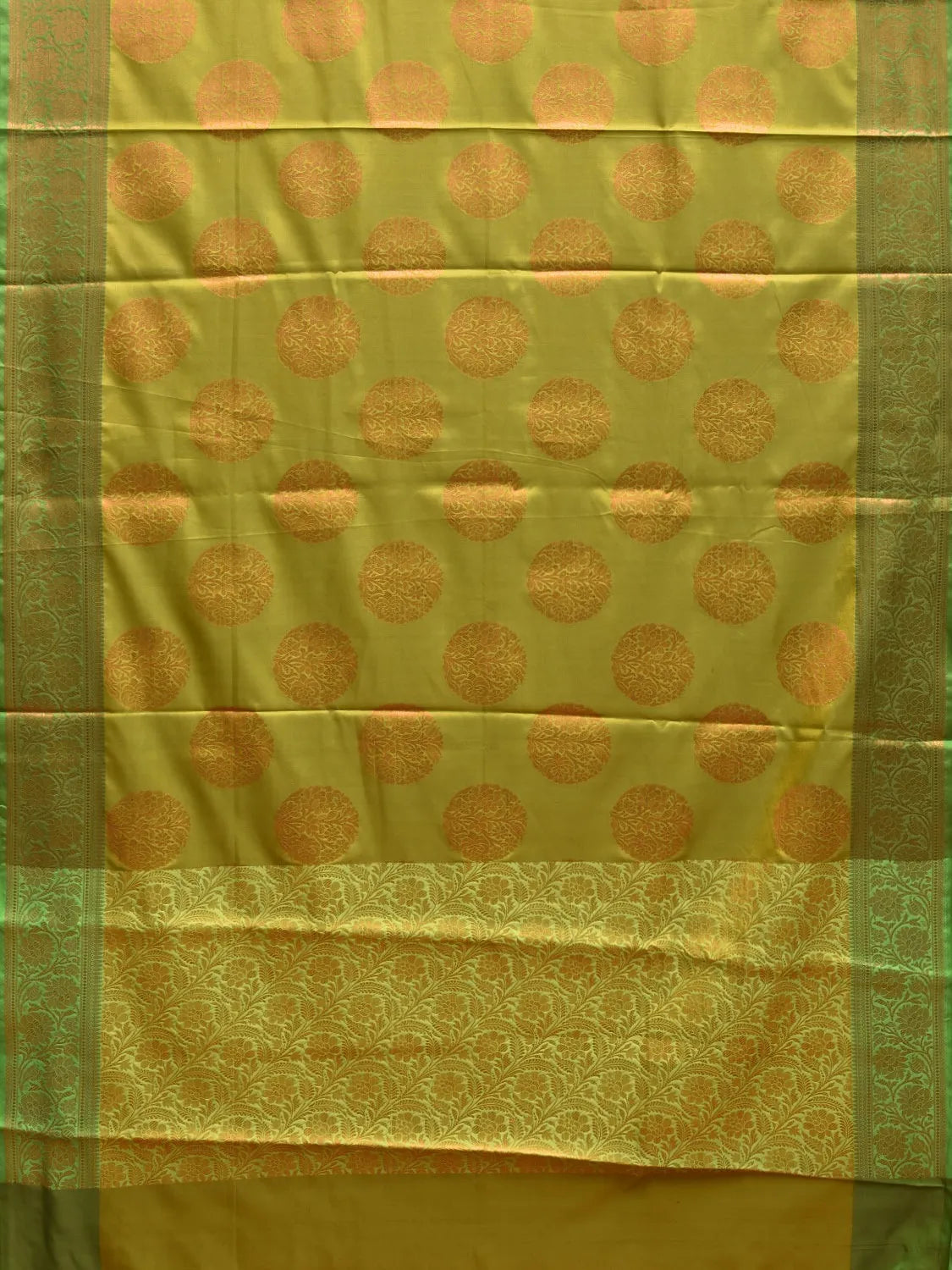 Olive Katan Silk Saree with Border and Body Butta Design b0150ds
