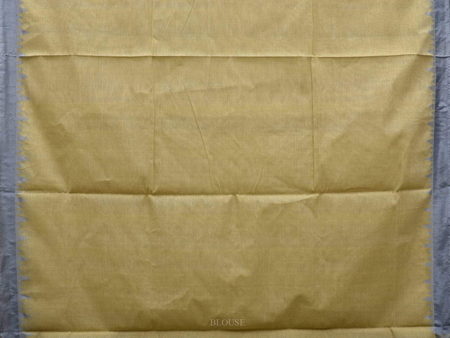 Olive Khadi Cotton Handloom Plain Saree with Temple Border Design kh0534