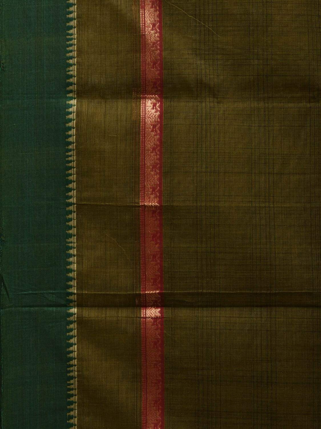 Olive Narayanpet Cotton Handloom Saree with Checks Design No Blouse np0476