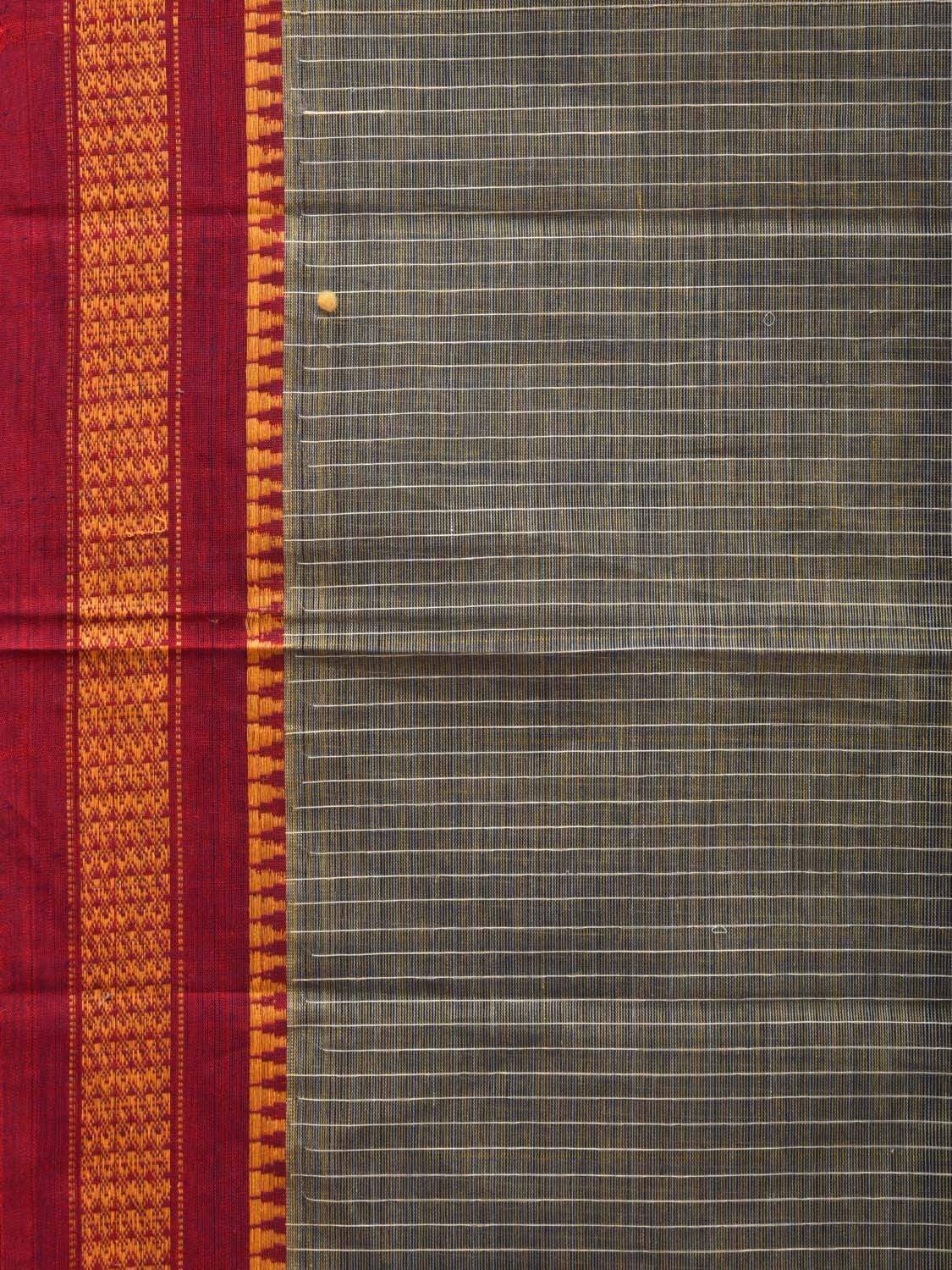 Olive Narayanpet Cotton Handloom Saree with Checks Design No Blouse np0509