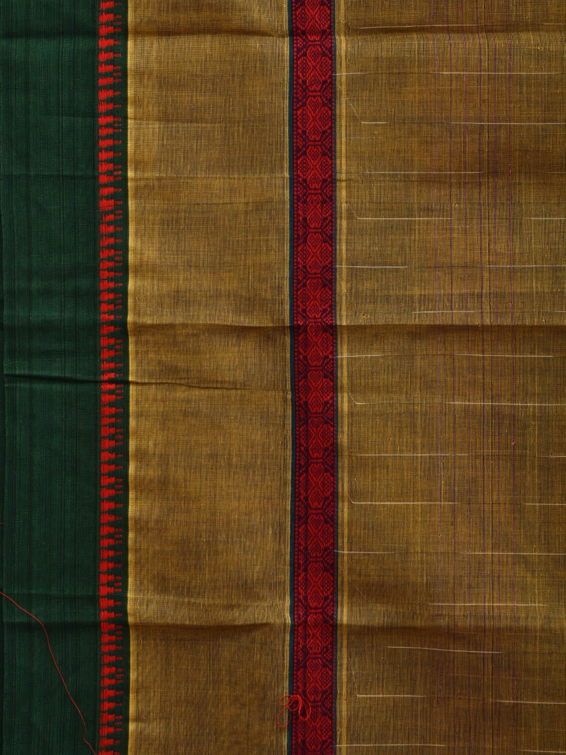 Olive Narayanpet Cotton Handloom Saree with Checks Design No Blouse np0561