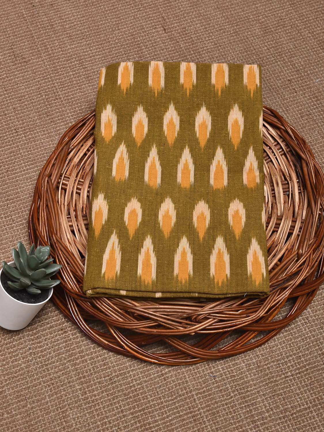 Olive Pochampally Ikat Cotton Handloom Blouse with All Over Buta Design Length 1mt Width 44 Inches BL0167