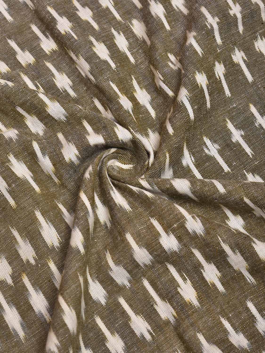 Olive Pochampally Ikat Cotton Handloom Blouse with Small Buta Design Length 90cm Width 44 Inches BL0146