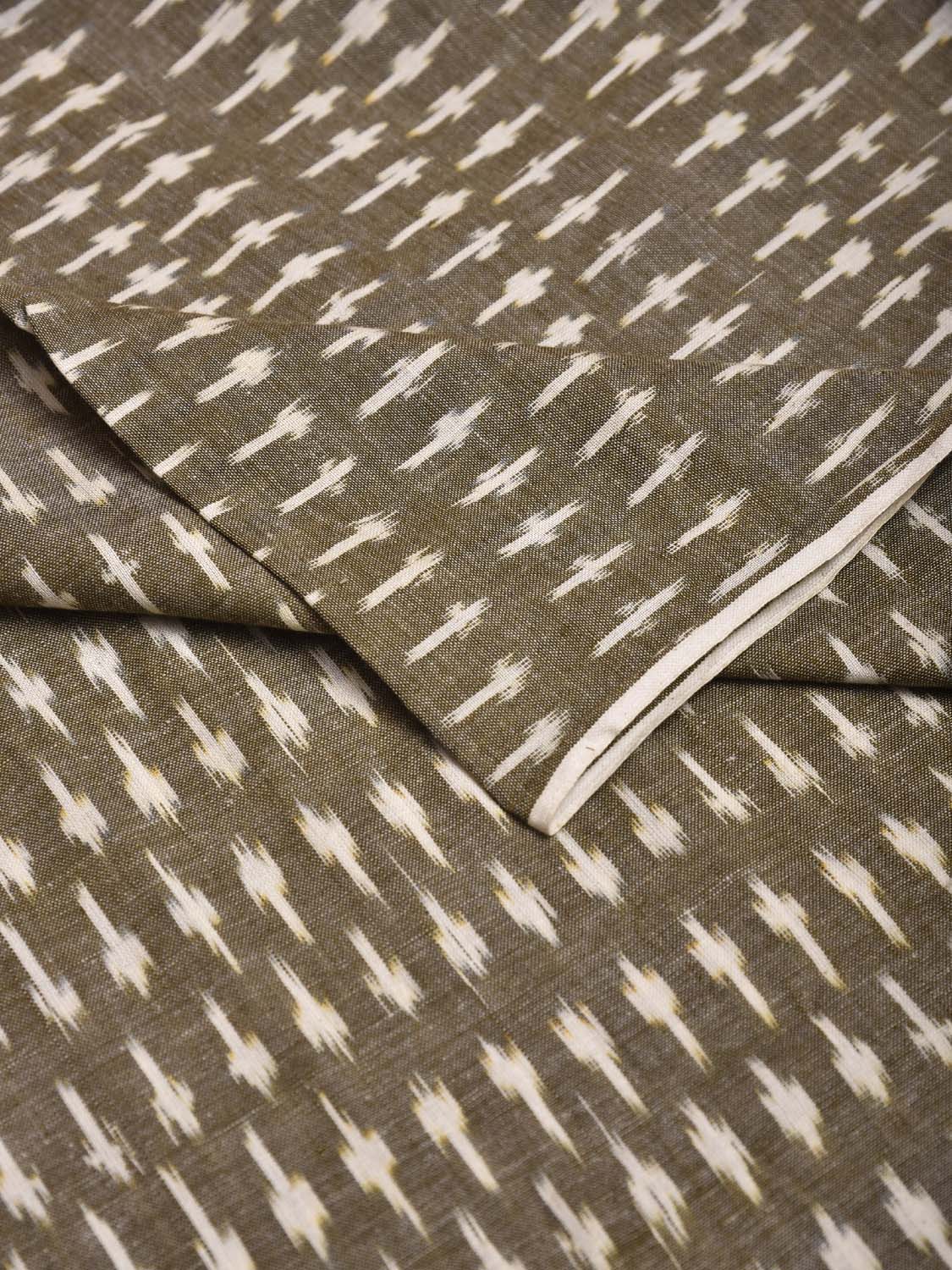 Olive Pochampally Ikat Cotton Handloom Blouse with Small Buta Design Length 90cm Width 44 Inches BL0146