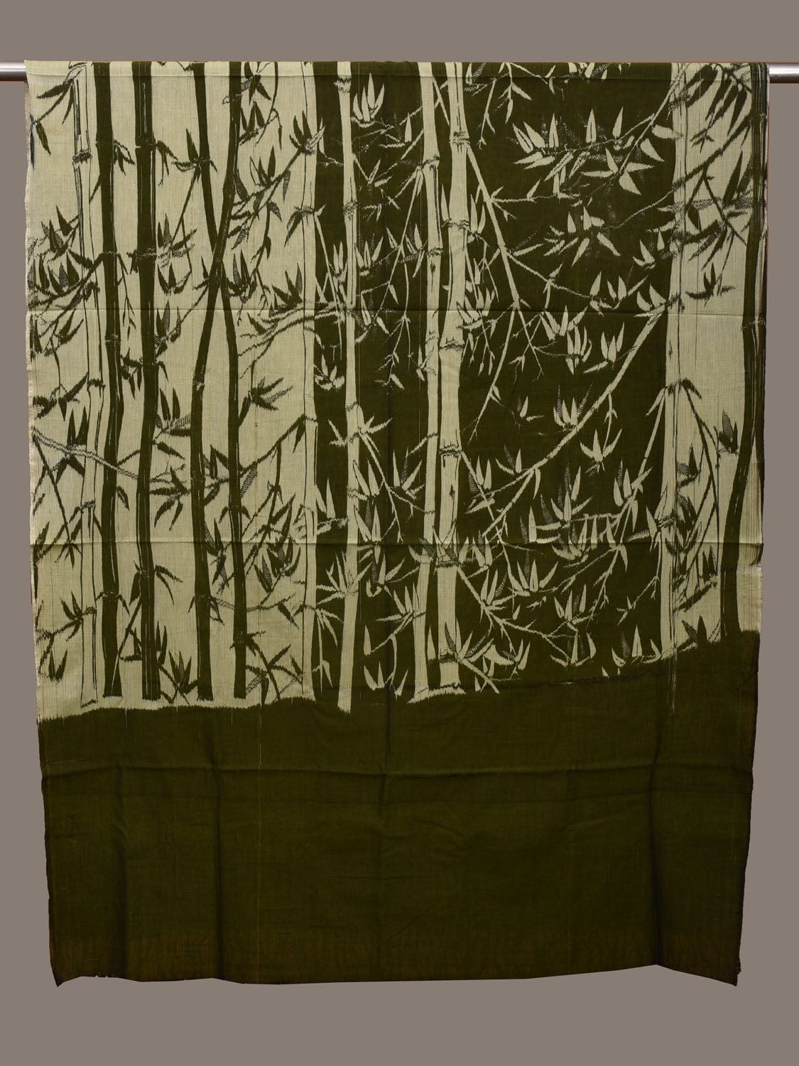Olive Pochampally Ikat Cotton Handloom Dupatta with Bamboo Design ds3068
