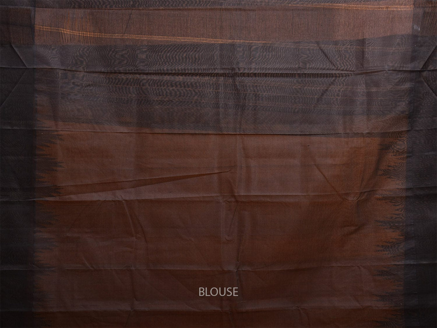 Orange and Black Khadi Cotton Handloom Saree with Ganga-Jamuna Big Temple Border kh0685