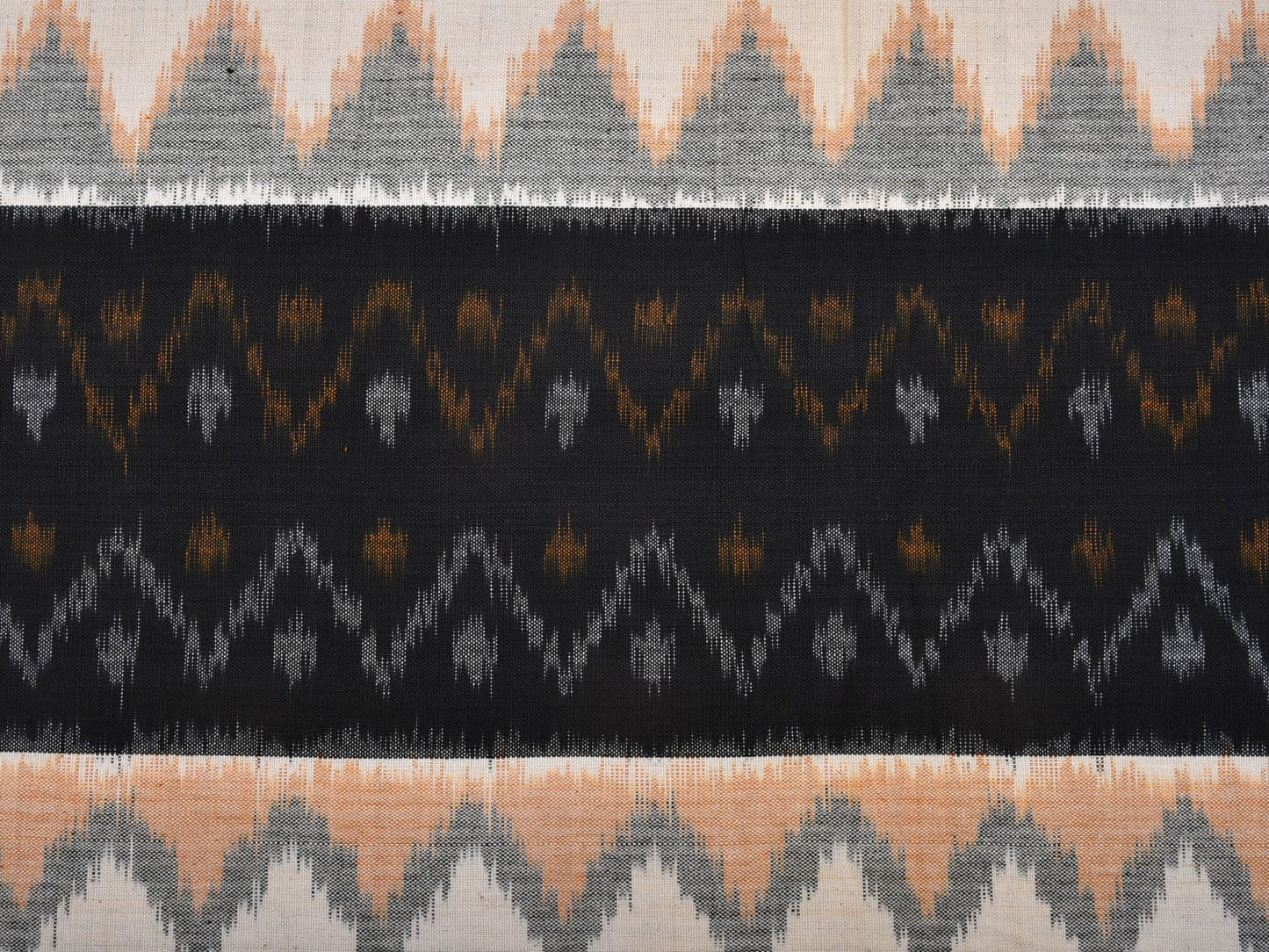 Orange and Black Pochampally Ikat Cotton Handloom Bedsheet with Zig-Zag Design 90 x 108 Inches No Pillow Covers bd0059