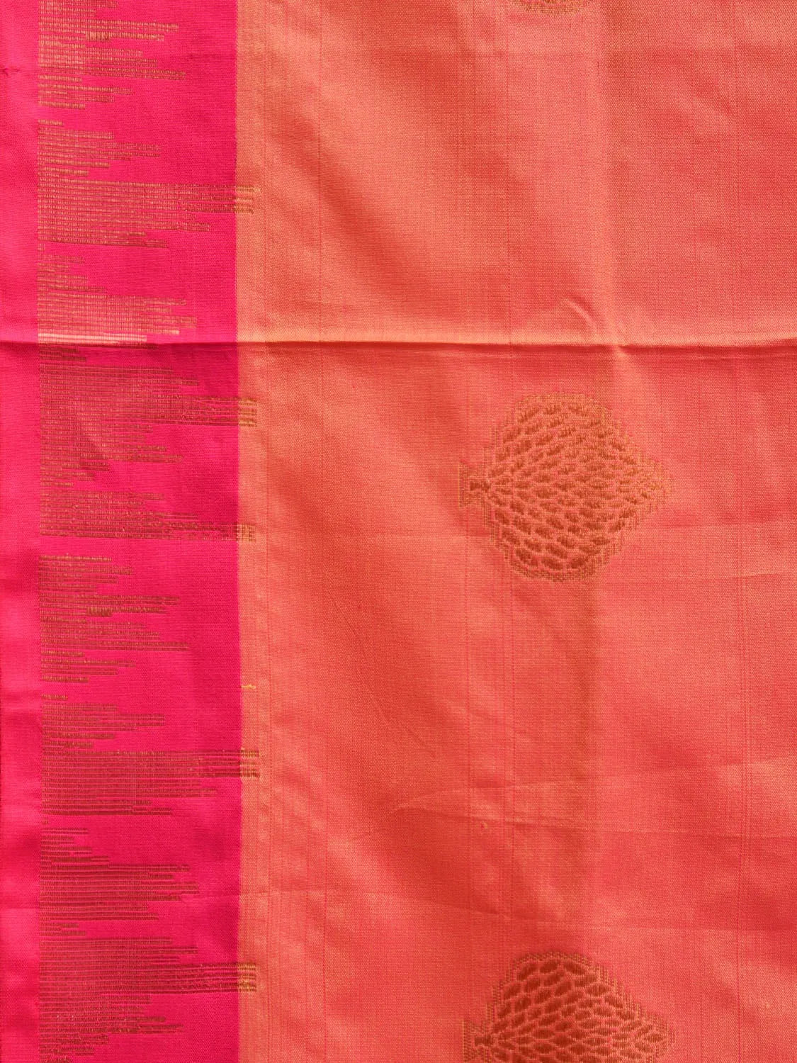 Orange and Pink Katan Silk Saree with Border and Body Butta Design b0094ds