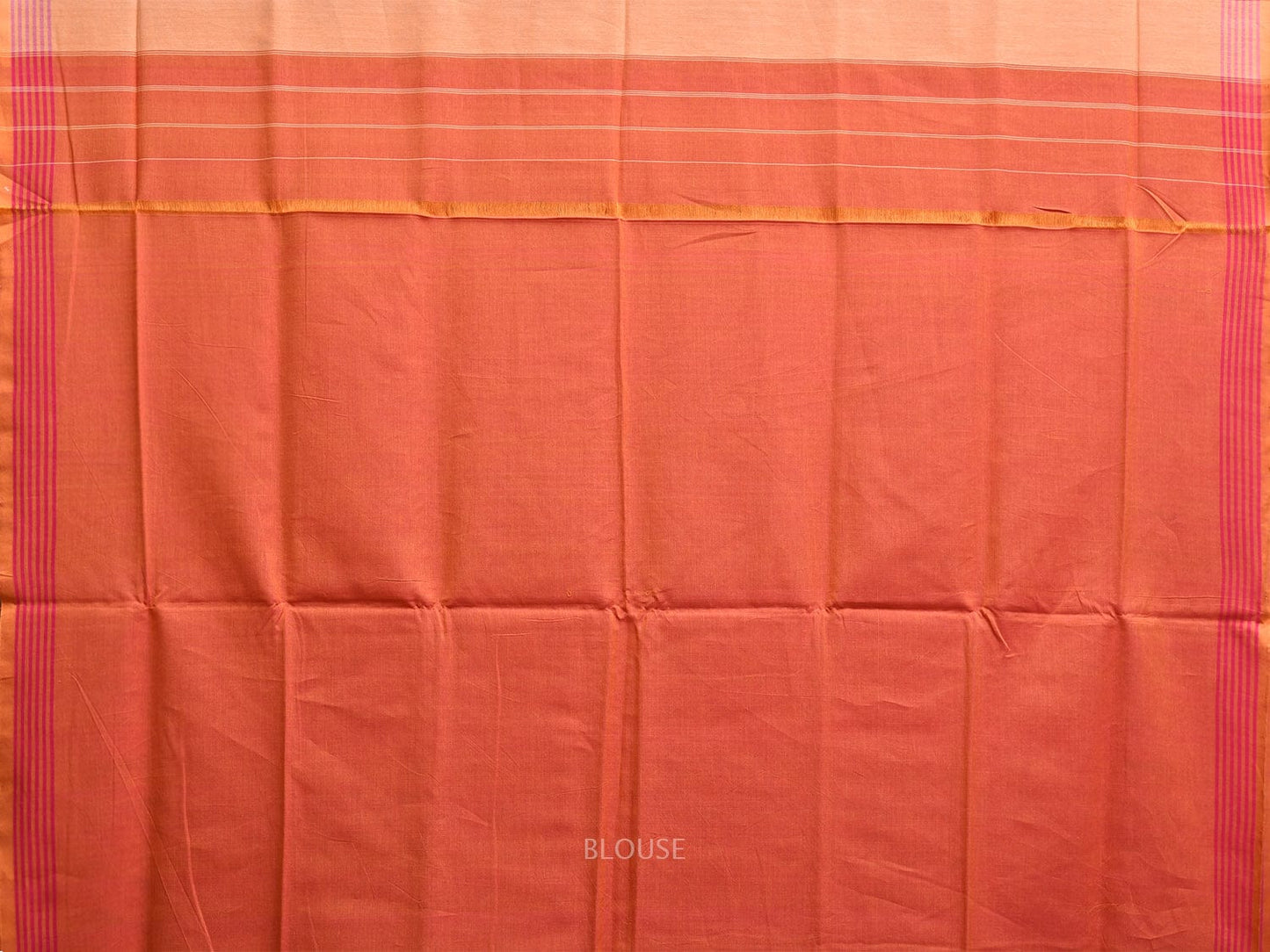 Orange Ikat Cotton Handloom Saree with Border and Pallu Design i0886