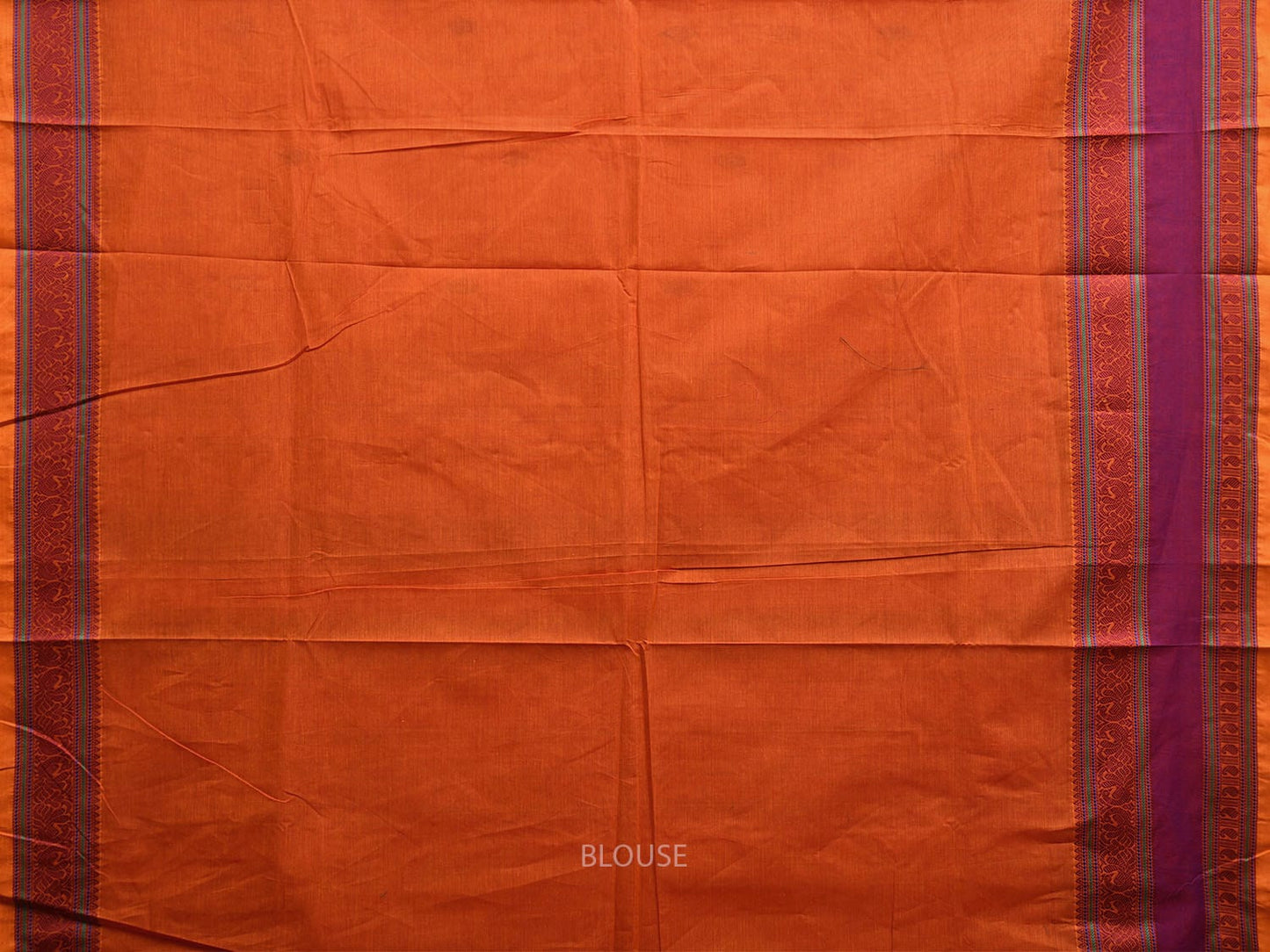 Orange Kanchipuram Cotton Saree with Pallu and Border Design k0740