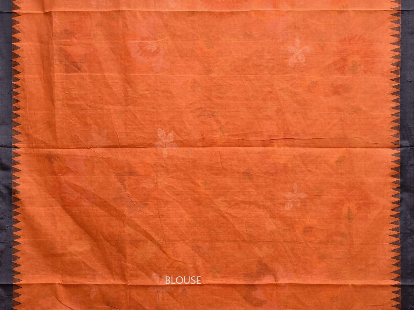 Orange Khadi Cotton Handloom Saree with All Over Floral Design kh0701