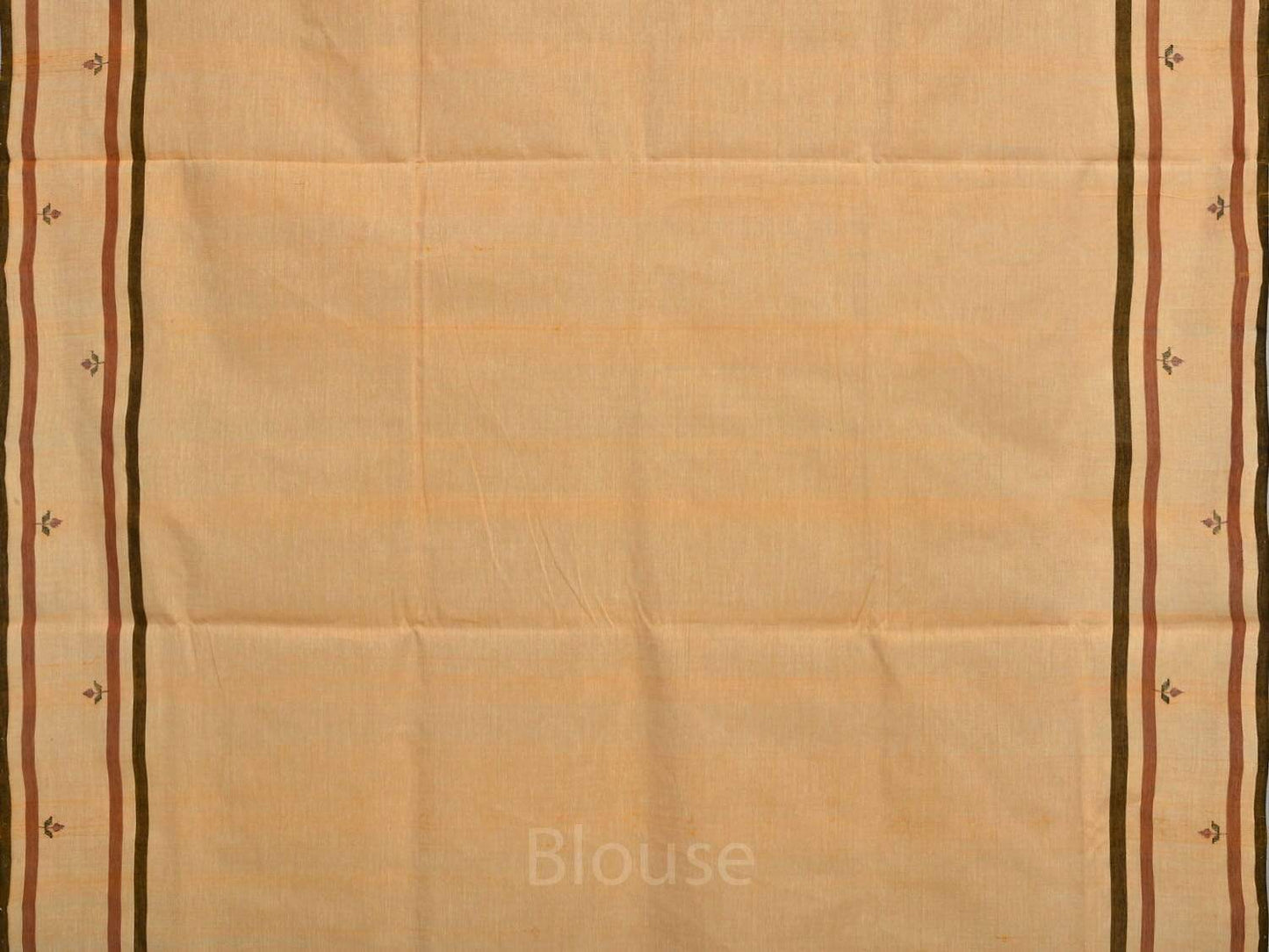 Orange Khadi Cotton Handloom Saree with Jamdani Buta Design kh0450