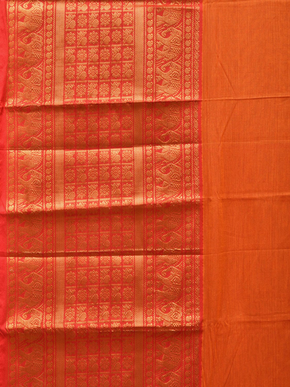 Orange Narayanpet Cotton Handloom Saree with One Side Big Border No Blouse np0743