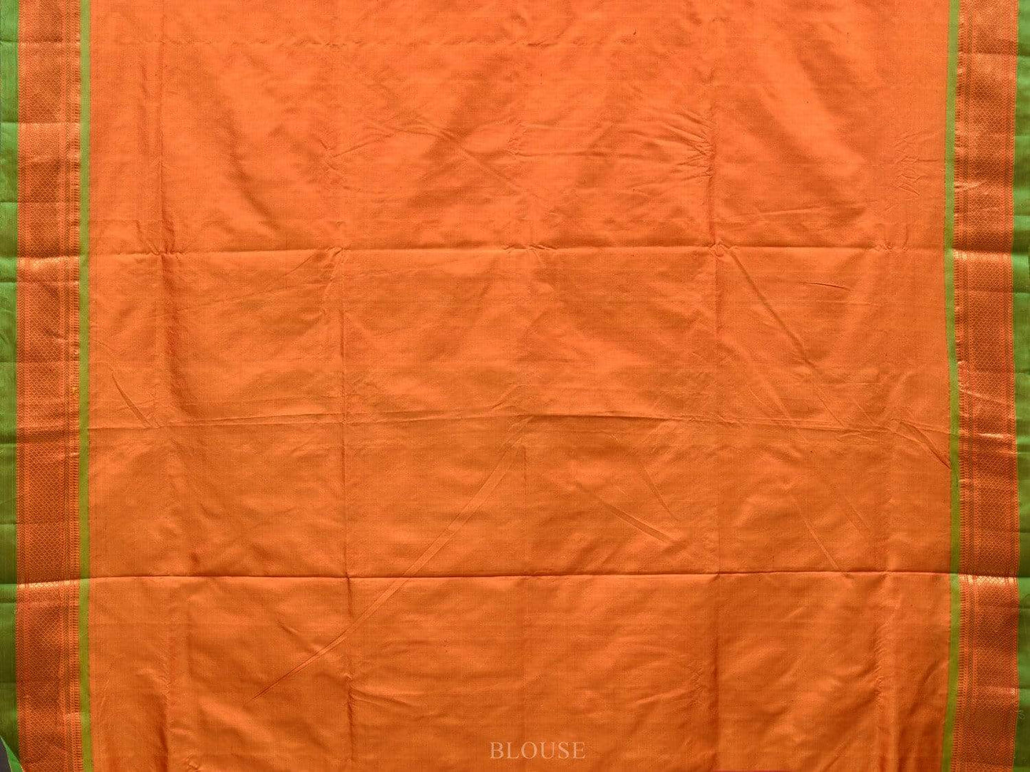 Orange Paithani Silk Handloom Saree with Single Pallu Design p0372