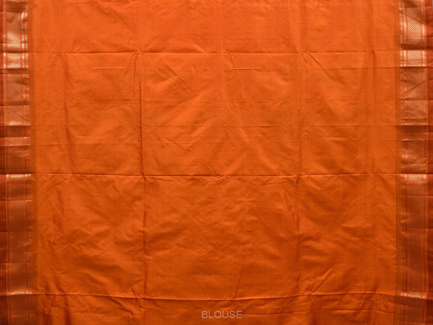 Orange Paithani Silk Handloom Saree with Single Pallu Design p0448