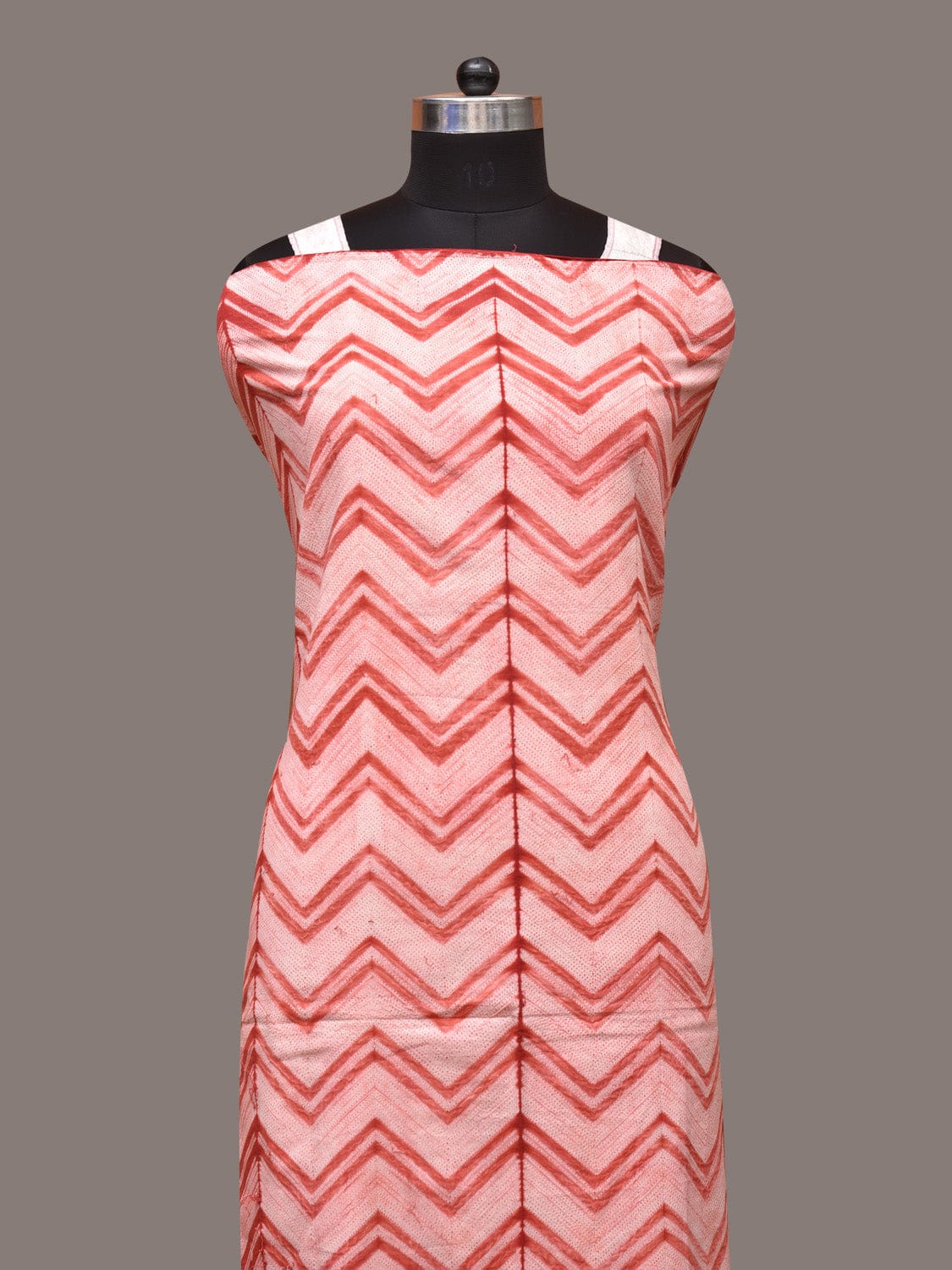 Orange Shibori Cotton Handloom Fabric with Zig-Zag Design f0238