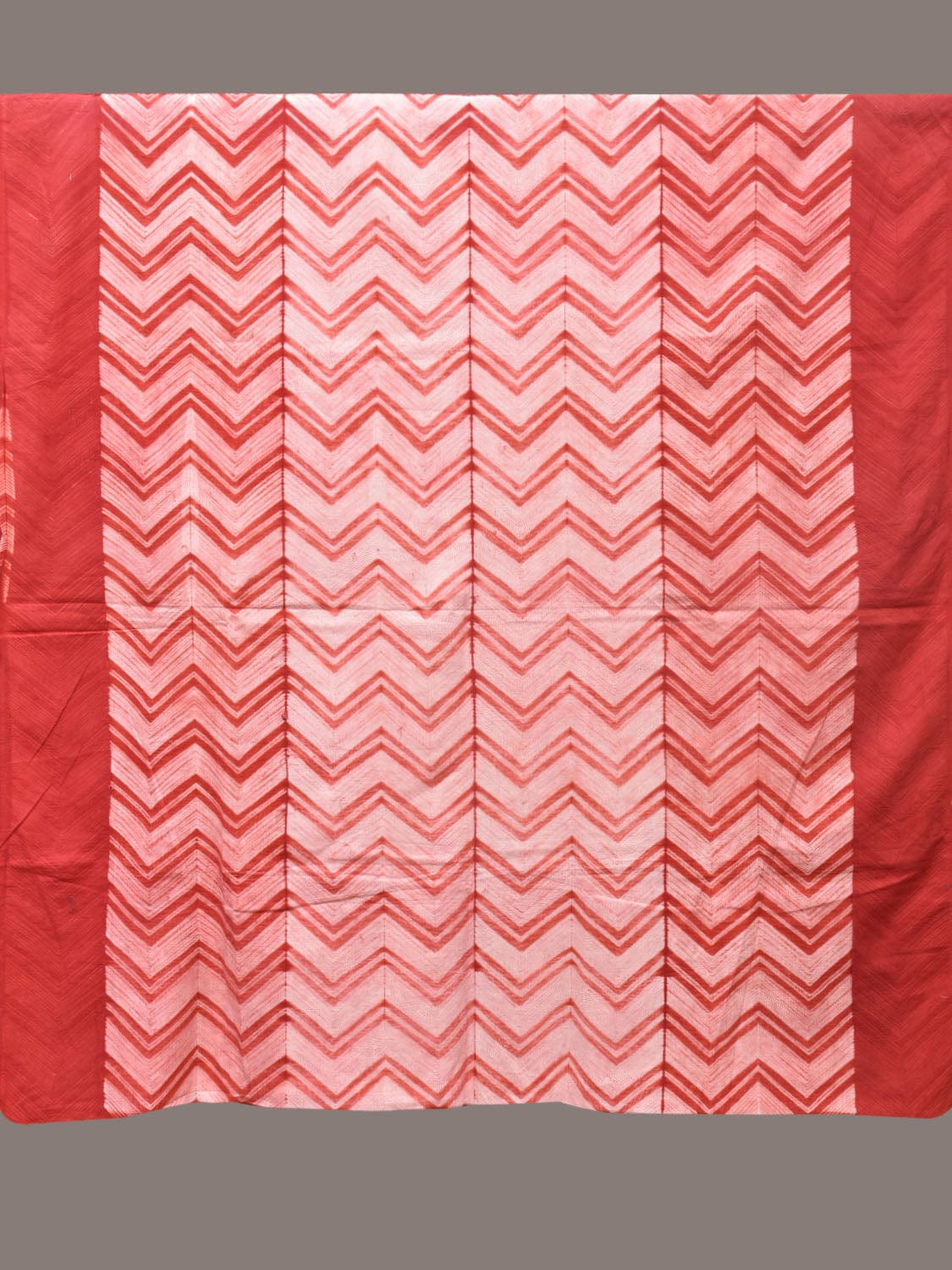 Orange Shibori Cotton Handloom Fabric with Zig-Zag Design f0238