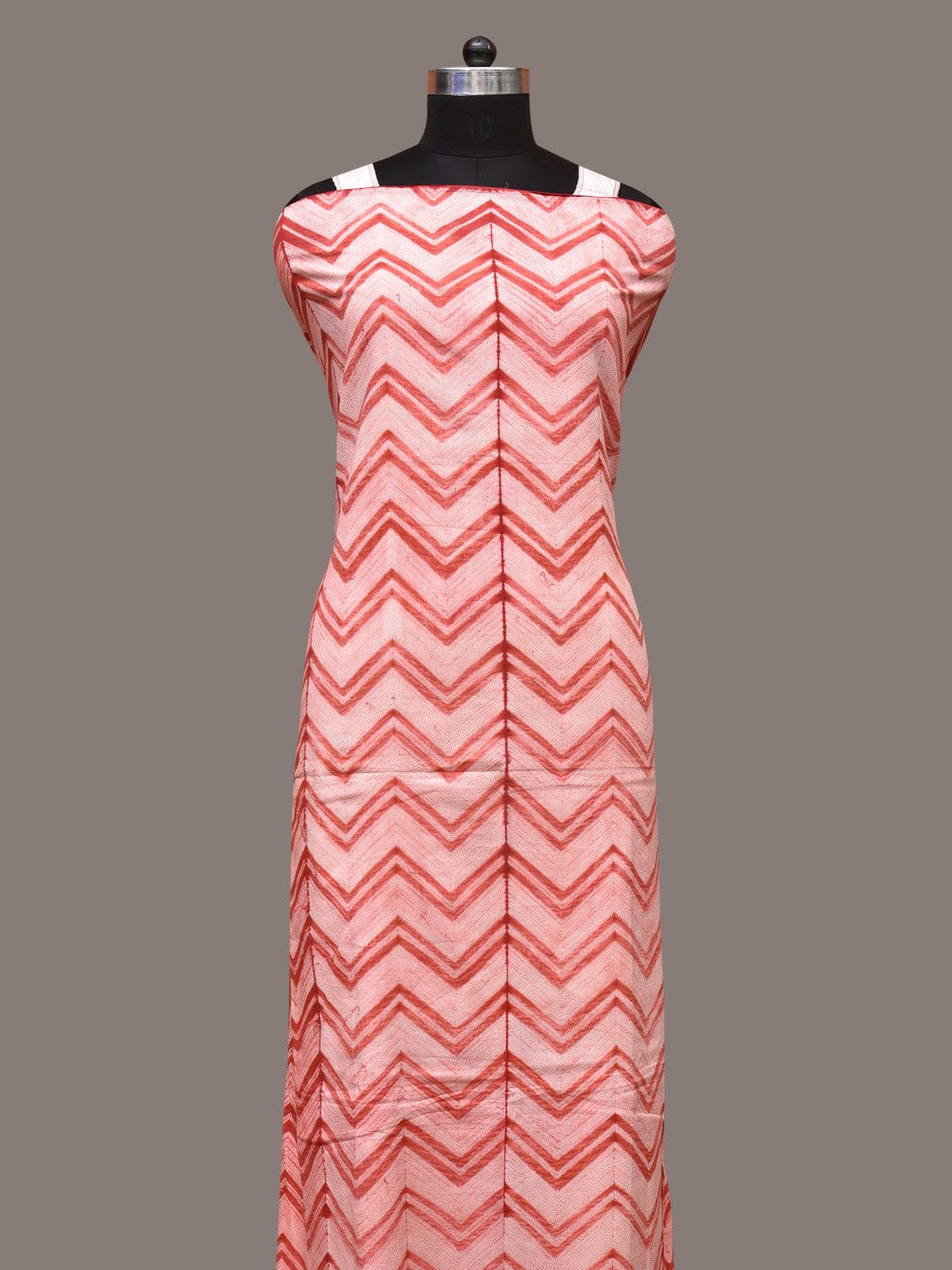 Orange Shibori Cotton Handloom Fabric with Zig-Zag Design f0238