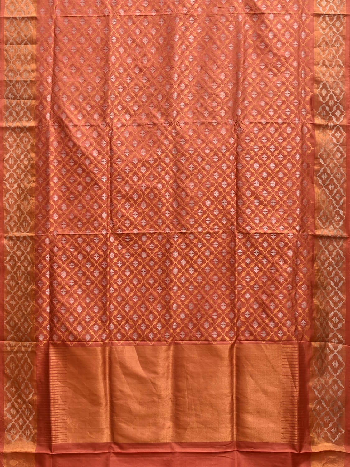 Orange Uppada Silk Handloom Saree with Half Saree Grill and Half Buta Jamdani Design u2334
