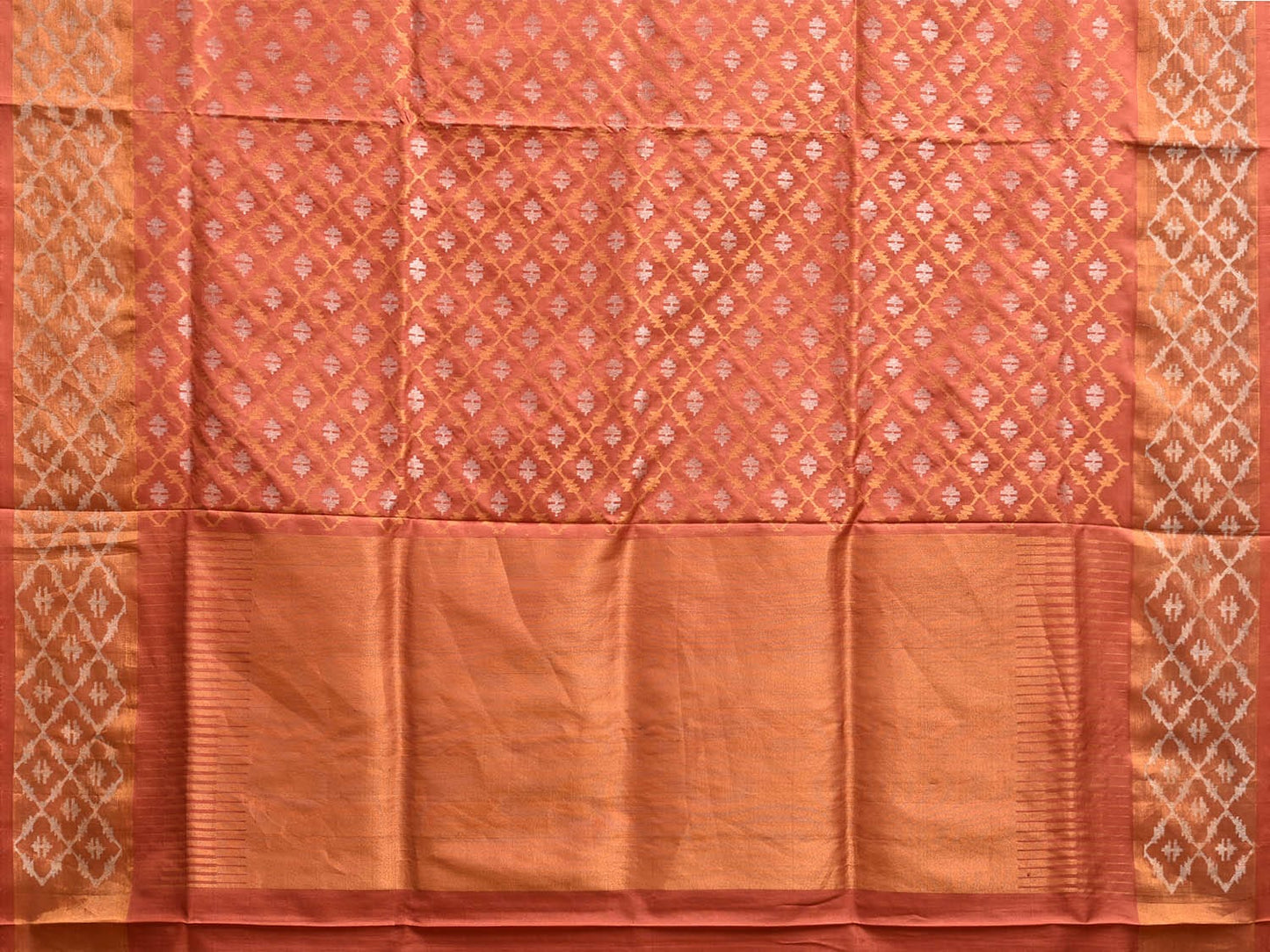 Orange Uppada Silk Handloom Saree with Half Saree Grill and Half Buta Jamdani Design u2334