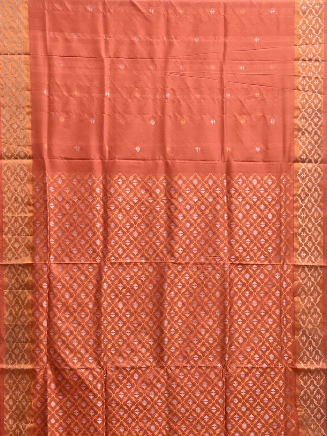 Orange Uppada Silk Handloom Saree with Half Saree Grill and Half Buta Jamdani Design u2334