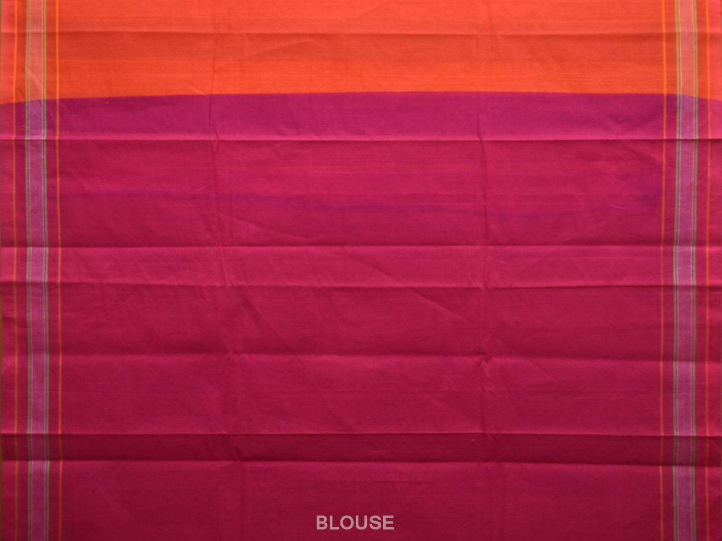 Orange Venkatagiri Cotton Handloom Saree with Strips Border Design v0075