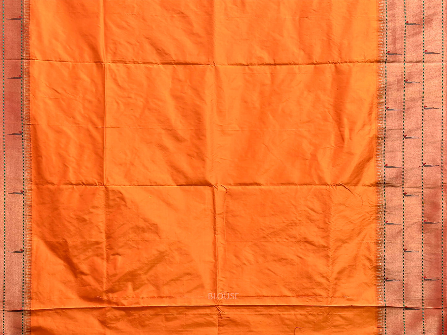 Orange Paithani Silk Saree with Triple Muniya Border Design p0498