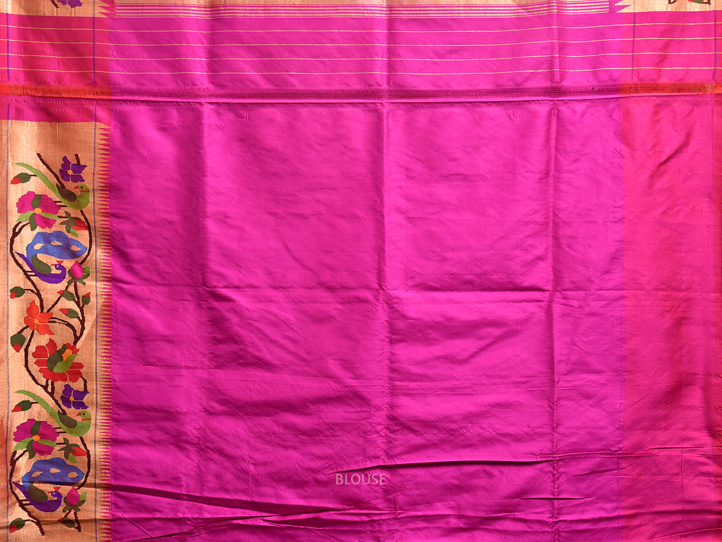 Pink Paithani Silk Handloom Saree with Peacock and Parrot Border Design p0499
