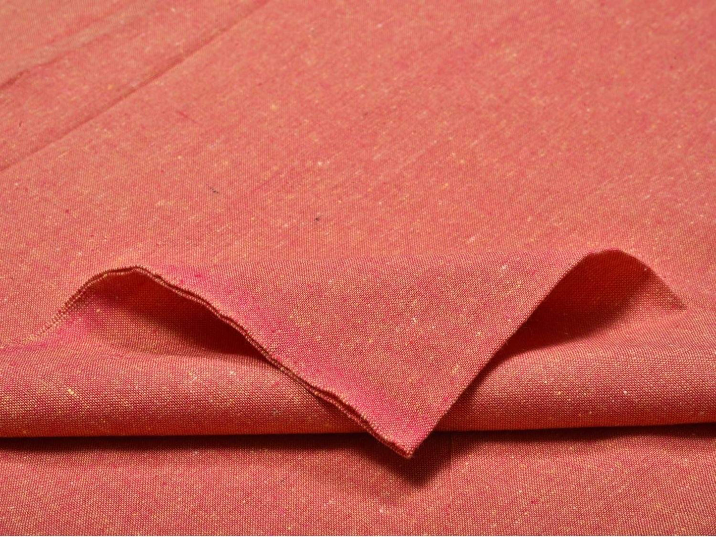 Peach Cotton Handloom Fabric Material with Plain Design f0152