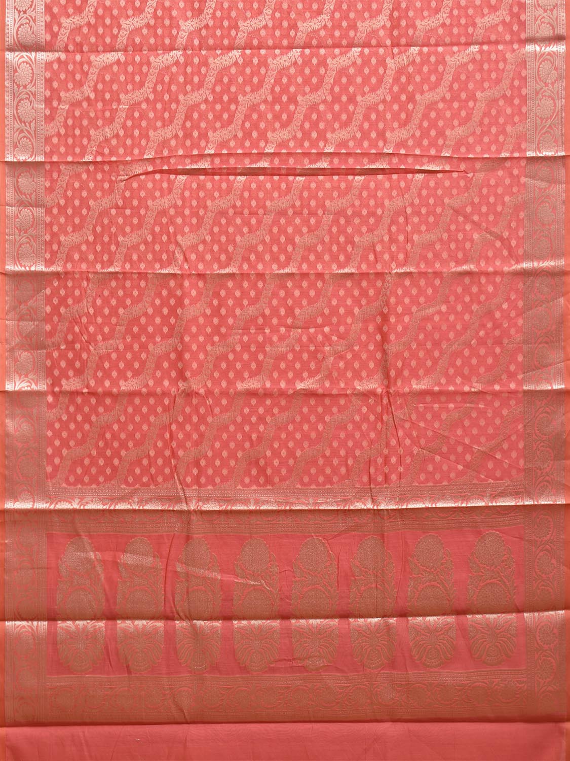 Peach Dhakai Jamdani Cotton Viscose Saree with Diagonal Design dj0036