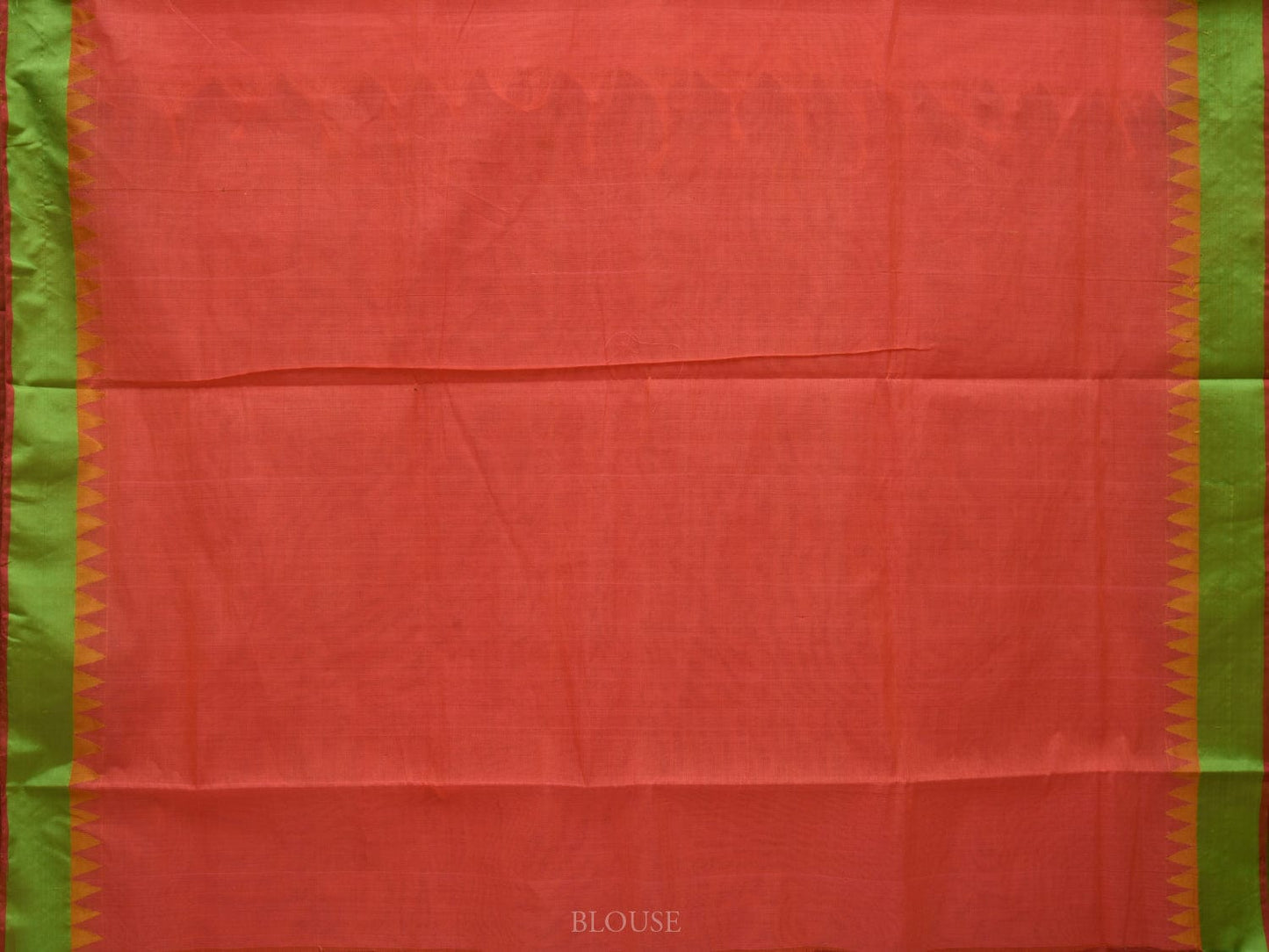 Peach Khadi Cotton Handloom Plain Saree with Temple Border Design kh0574