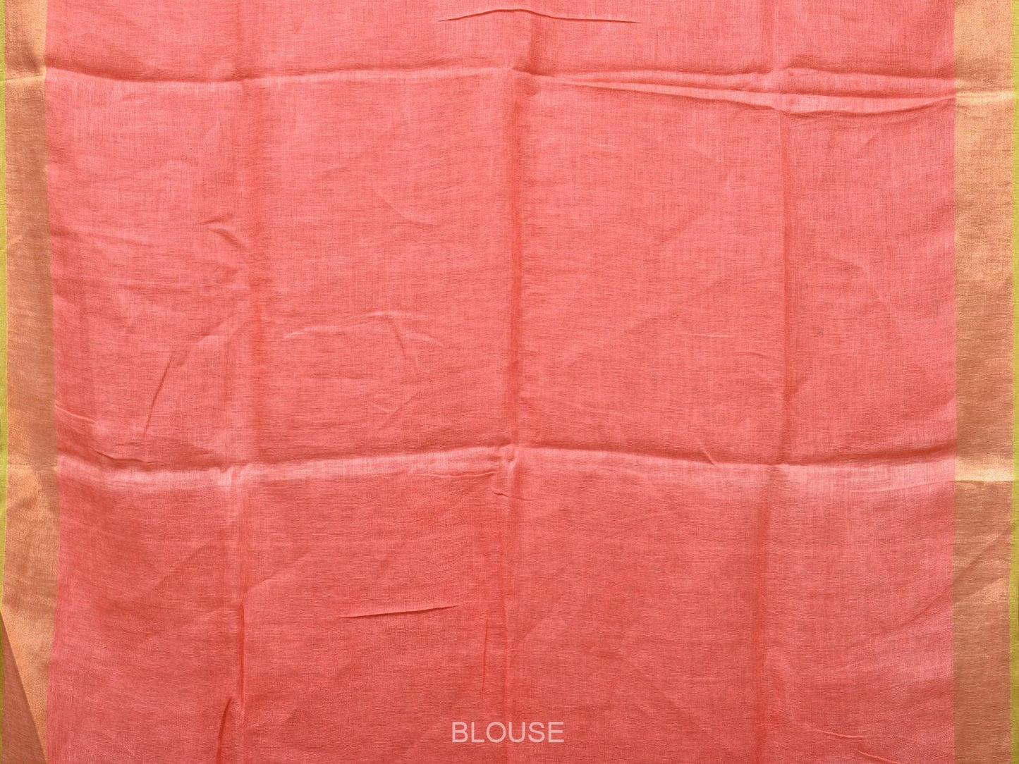 Peach Linen Plain Saree with Strips Pallu Design o0433