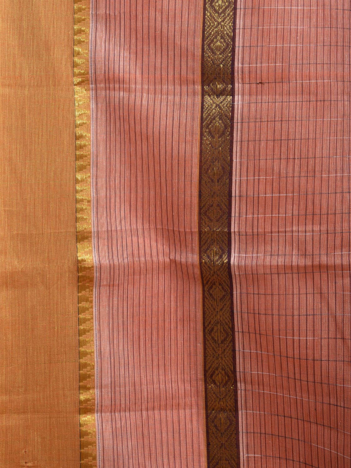 Peach Narayanpet Cotton Handloom Saree with Big Border Design No Blouse np0926
