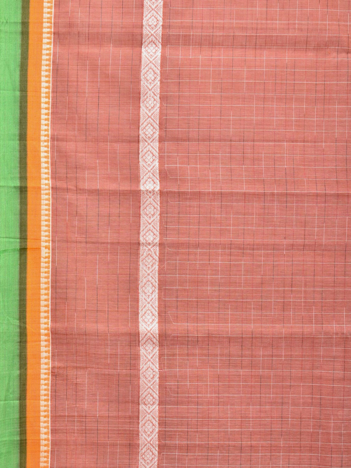 Peach Narayanpet Cotton Handloom Saree with Check Design No Blouse np0714