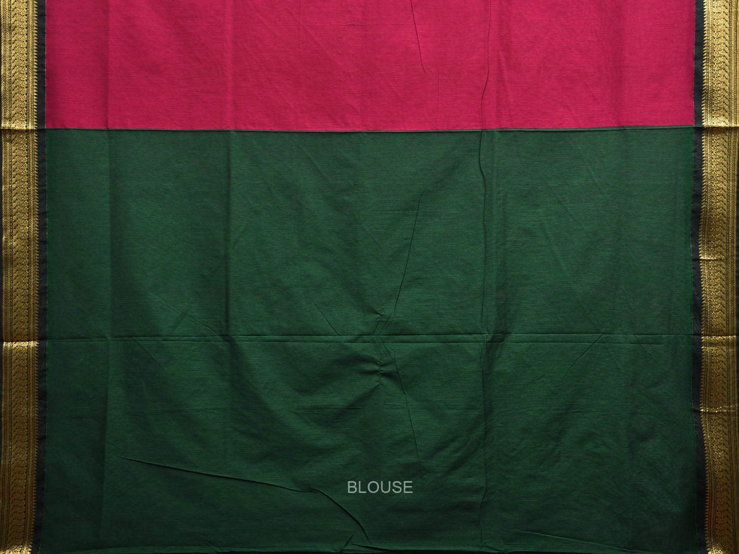 Pink and Green Gadwal Cotton Saree with Pallu and Border Design g0431