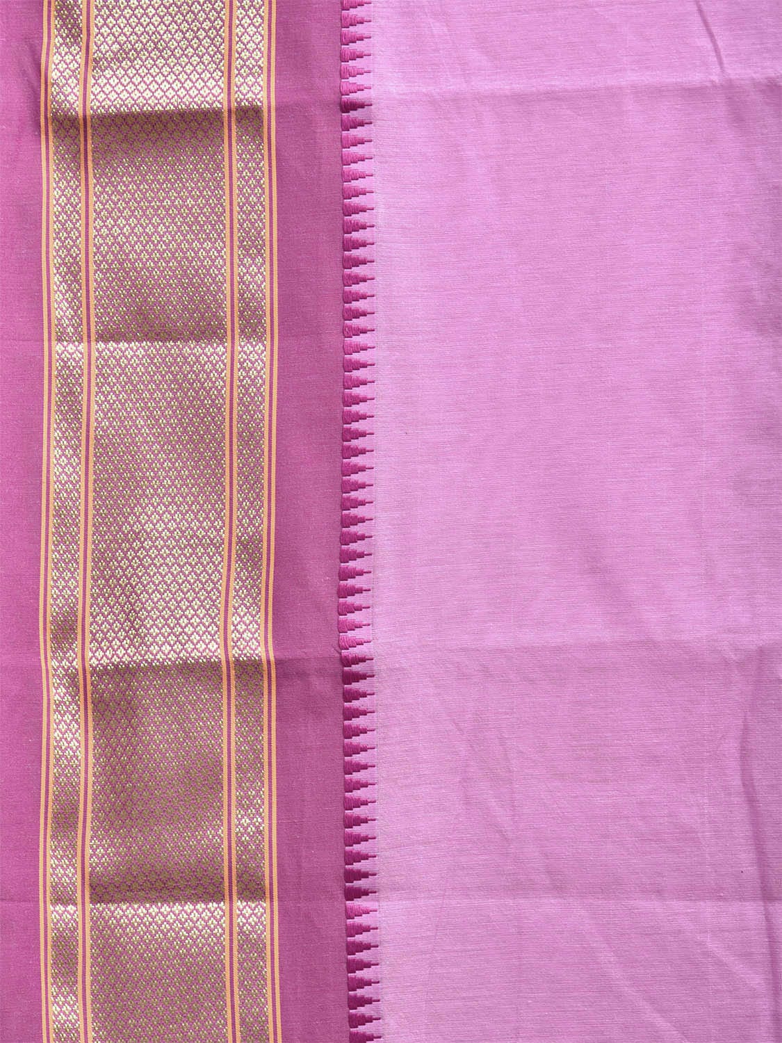 Pink and Purple Bamboo Cotton Plain Saree with Contrast Pallu Design No Blouse bc0652