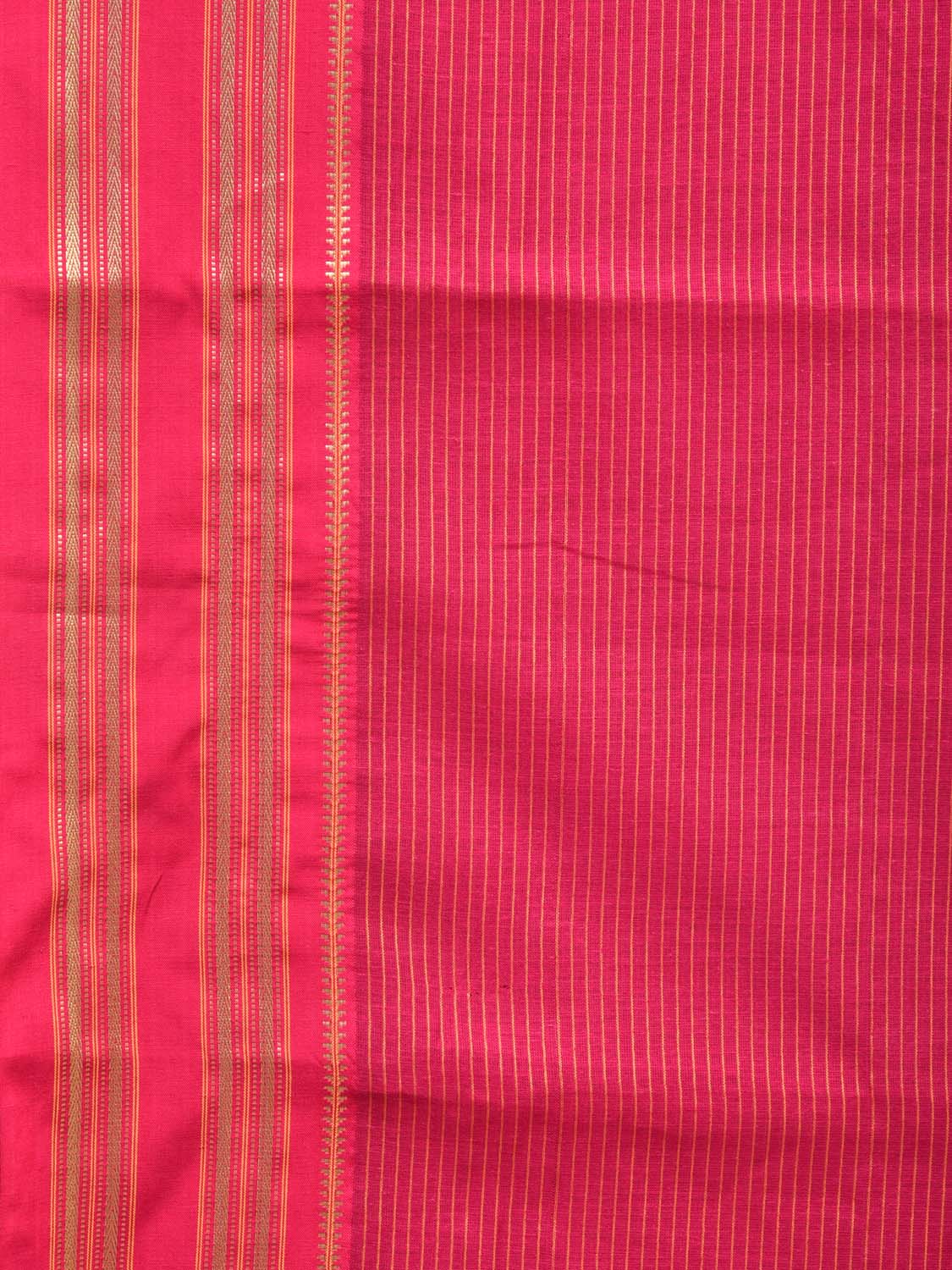 Pink Bamboo Cotton Saree with Strips Design No Blouse bc0182