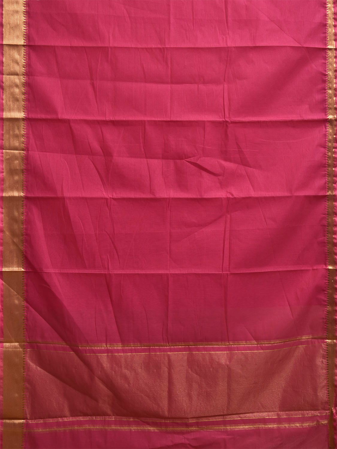 Pink Mangalgiri Cotton Handloom Saree with Strips and Small Temple Border Design No Blouse mn0107