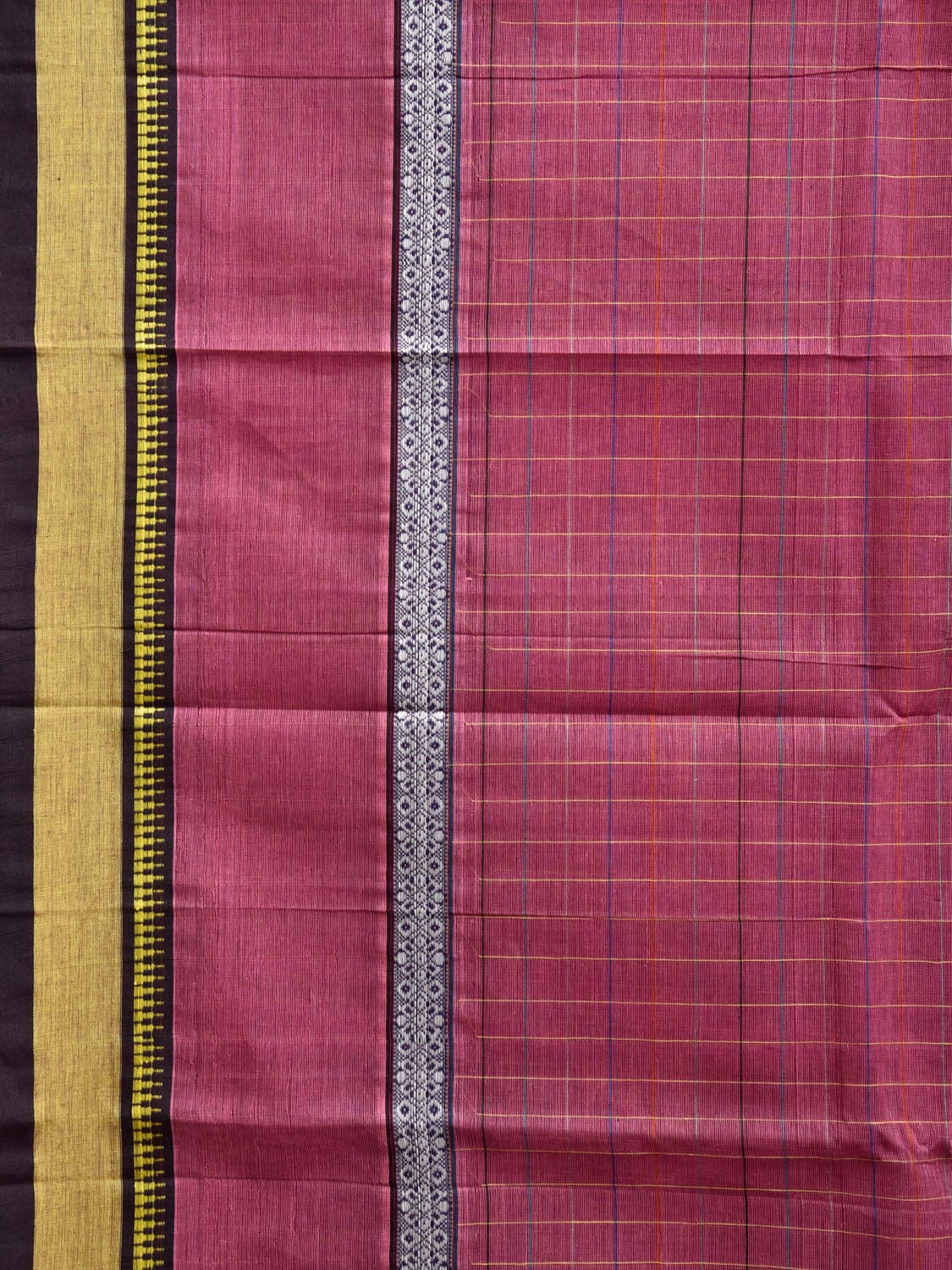 Pink Narayanpet Cotton Saree with Checks and Big Border Design No Blouse np1126