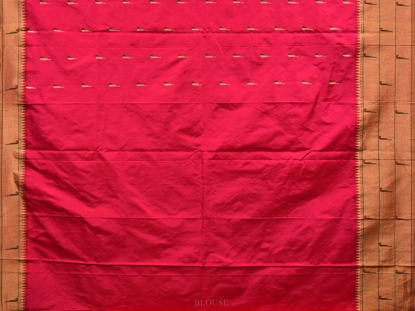 Pink Paithani Silk Handloom Saree with Triple Muniya Border Design p0381