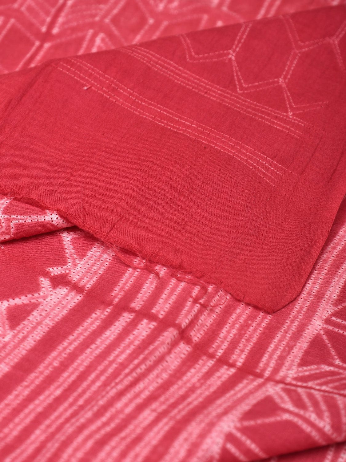 Pink Shibori Cotton Handloom Fabric with Zig-Zag Design f0240