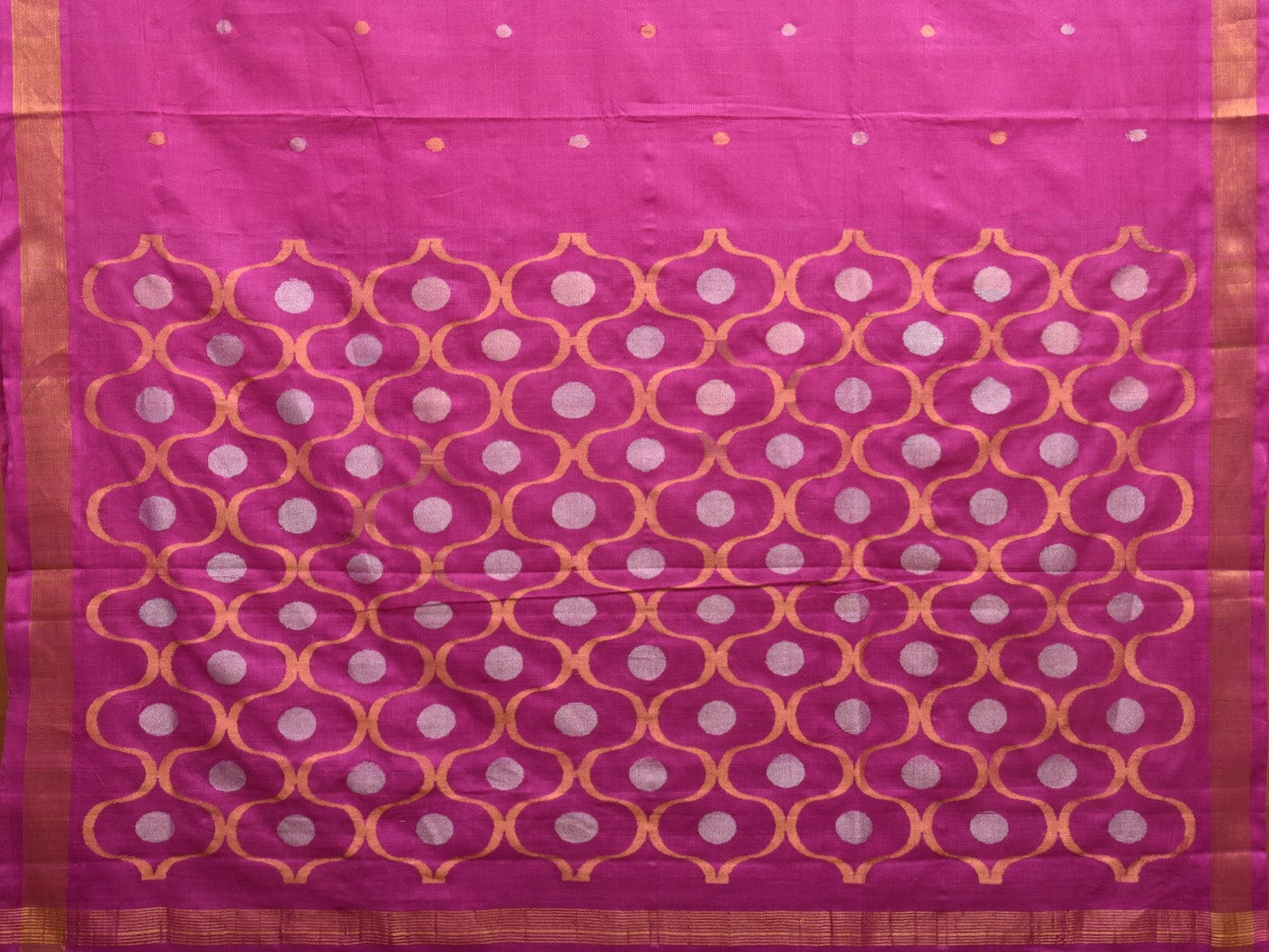 Pink Uppada Cotton Handloom Saree with Grill Pallu Design u2229