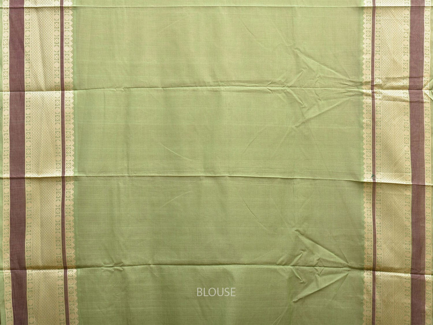 Pista Green Kanchipuram Cotton Saree with Border and Pallu Design No Blouse k0715