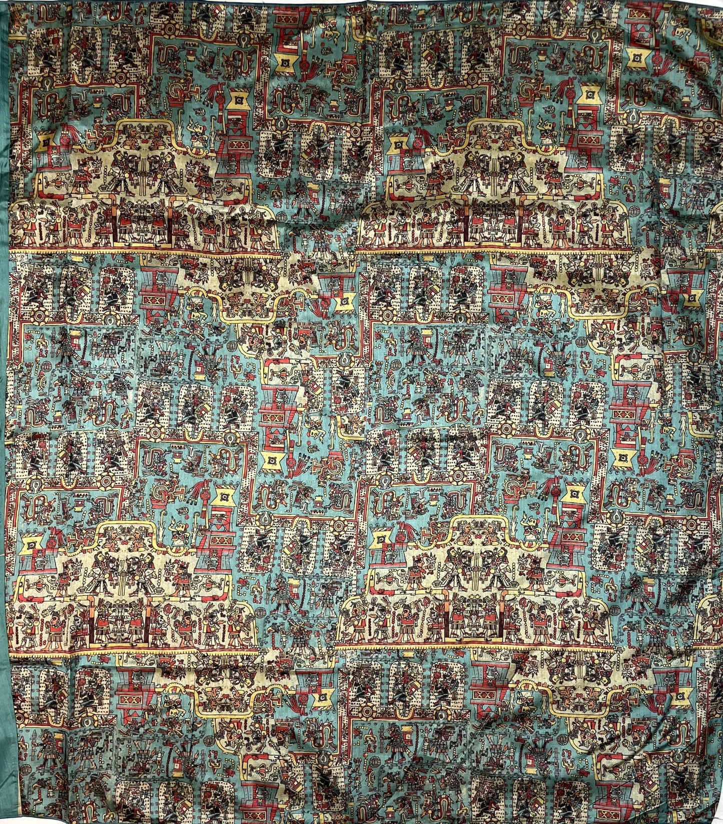 Sea Green Madhubani Digital Printed Saree with Figures Design pr0062ap