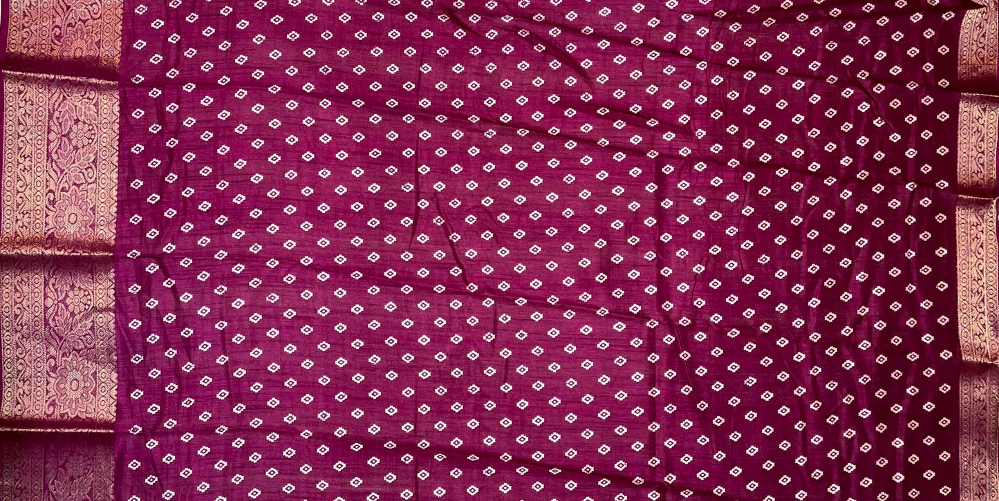 Dark Magenta Khadi Print Zari Border with Body and Pallow Design pr0090ds