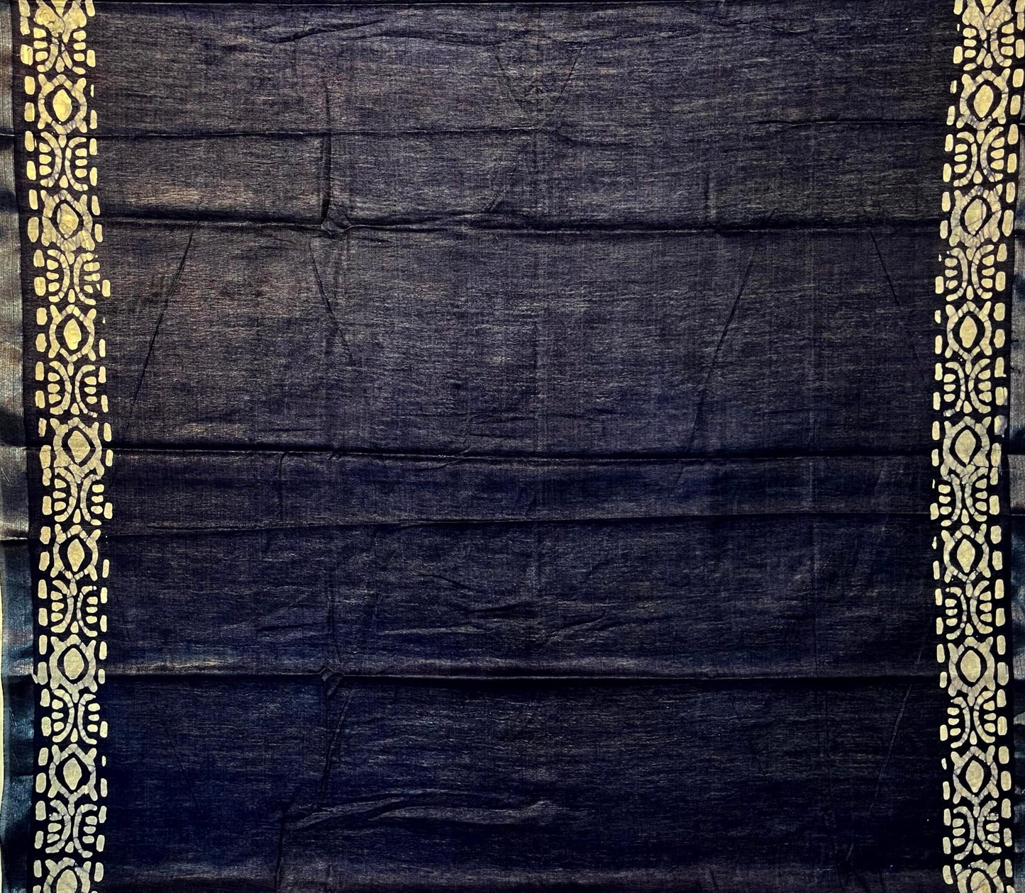 Dark Slate Blue Batik Printed Zari Border with Body and Pallu Design pr0122ds
