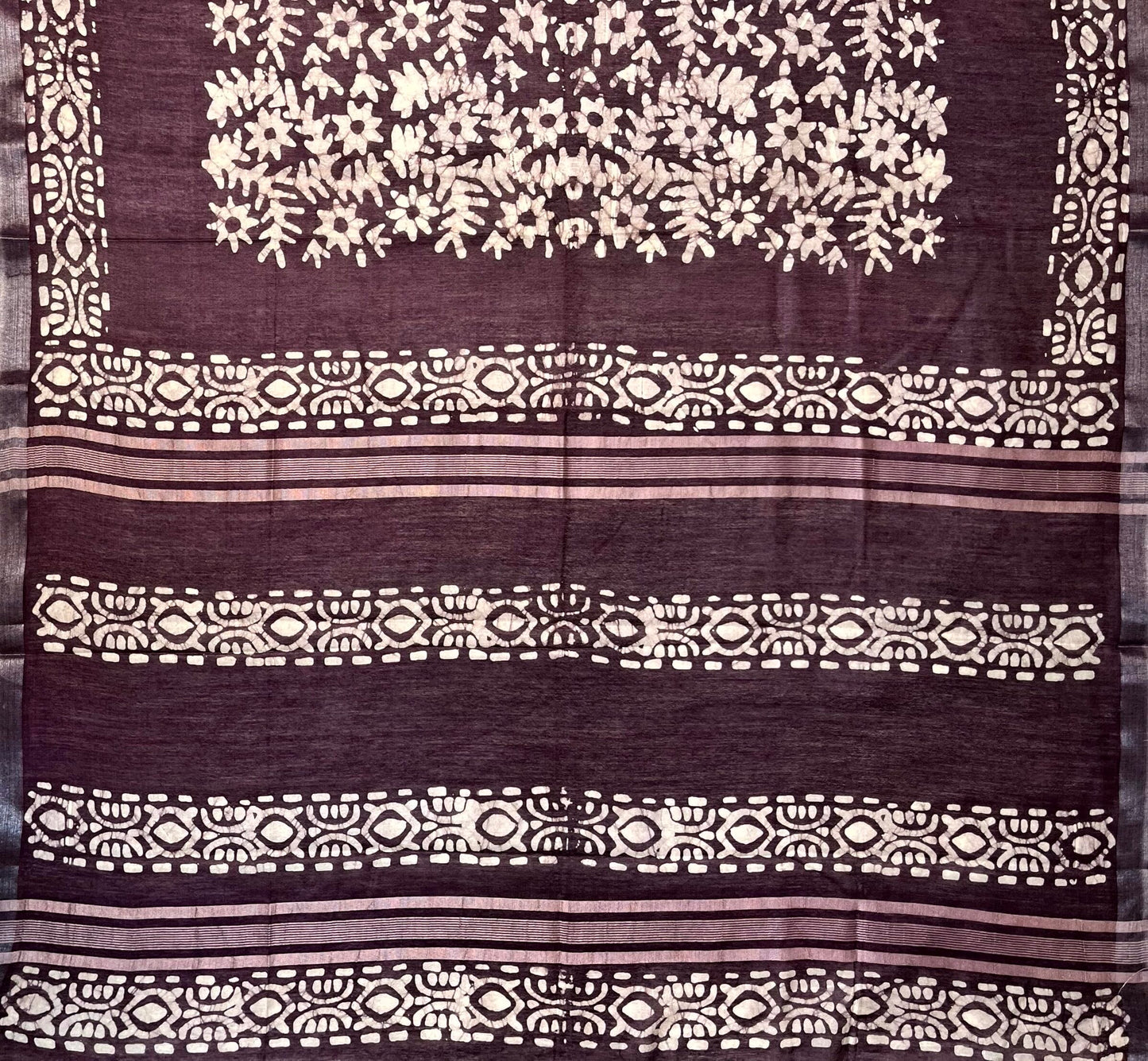 Wine Batik Printed Zari Border with Body and Pallu Design pr0125ds