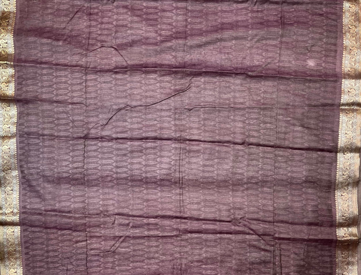 Peach Viscose Silk Digital Print Zari Border with Body and Pallu Zig-Zag Design pr0134ds