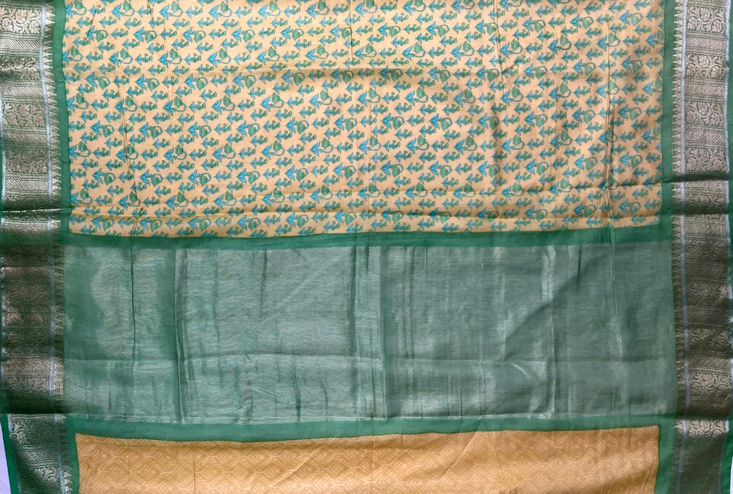 Yellow Viscose Silk Digital Print Zari Border with Body and Pallu Floral Design pr0141ds
