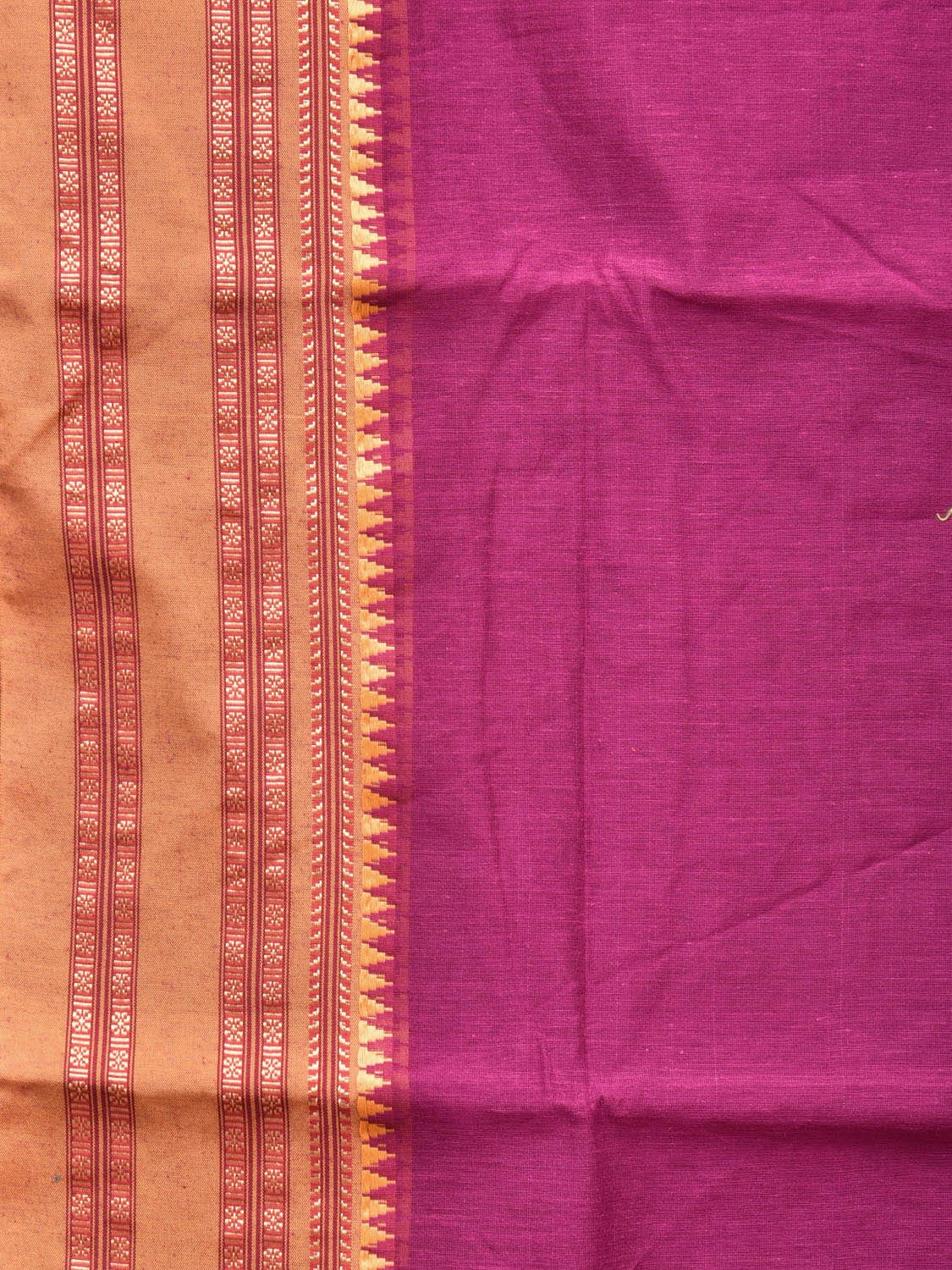 Purple and Mustard Bamboo Cotton Plain Saree with Temple Border Design No Blouse bc0174